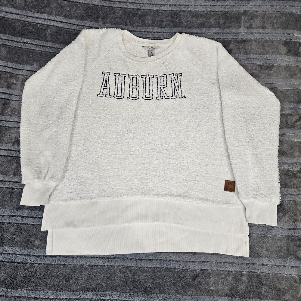 Pressbox Auburn Tigers Ouray Oversized Chenille Fleece Sweatshirt Size L White